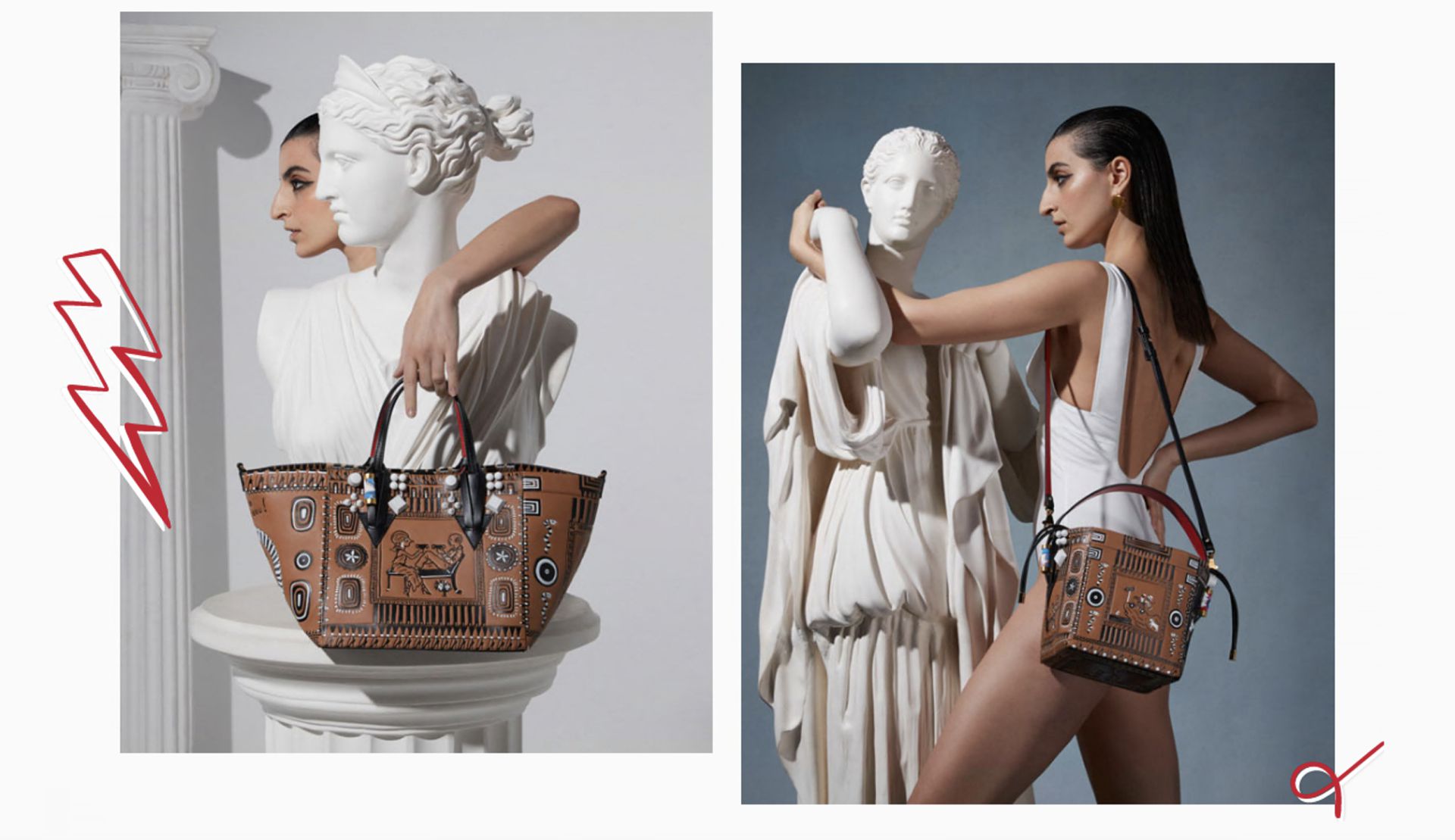 Christian louboutin brings ancient greek civilization to life in the new greekaba bag version