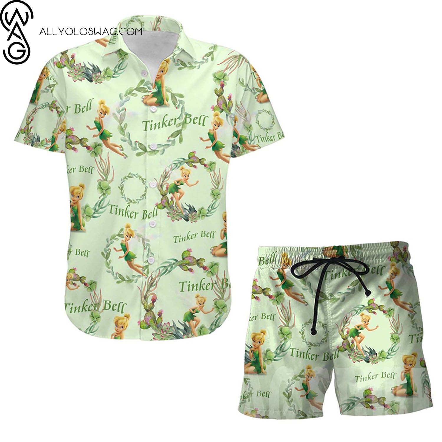 Peter Pan Tinkerbell Full Print Hawaii Shirt And Beach Shorts