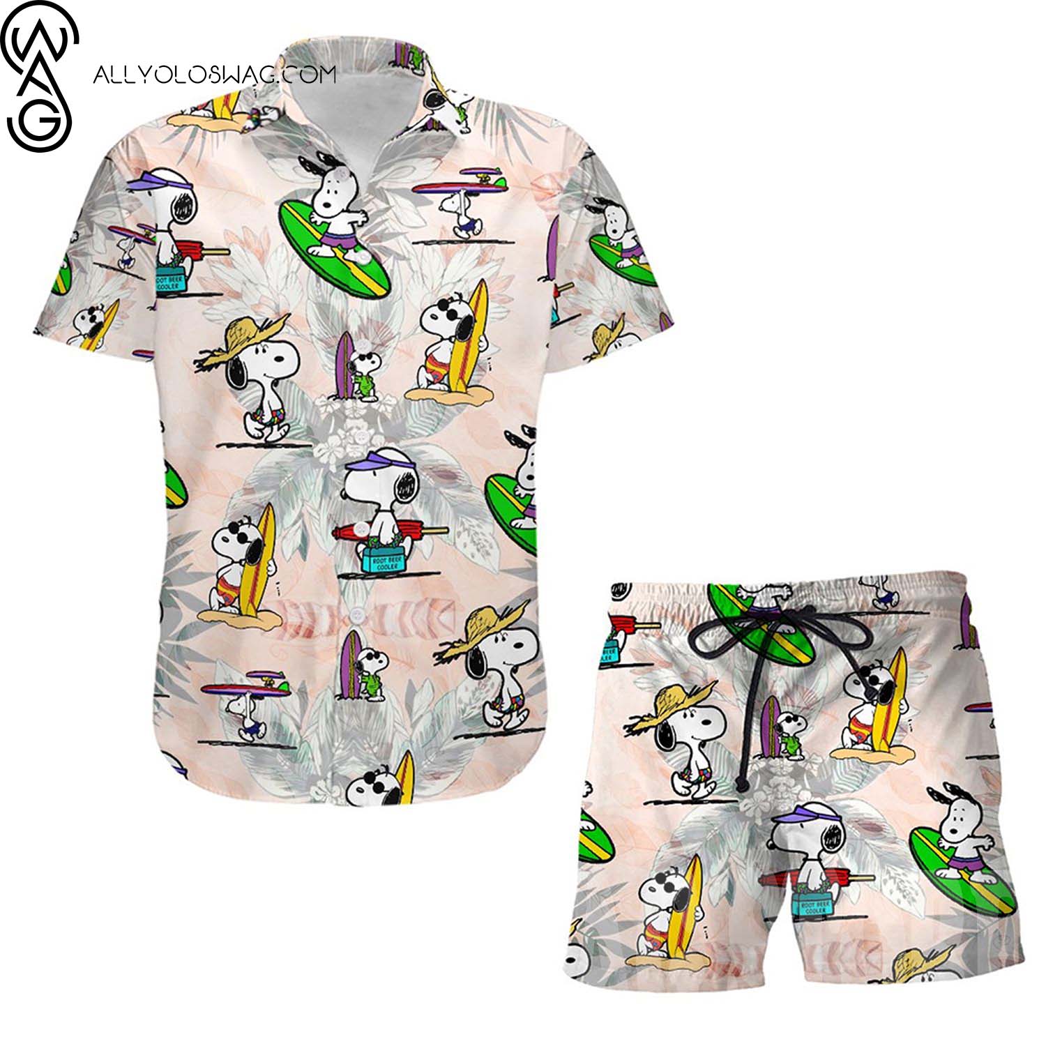 Surfing Snoopy Full Print Hawaii Shirt And Beach Shorts