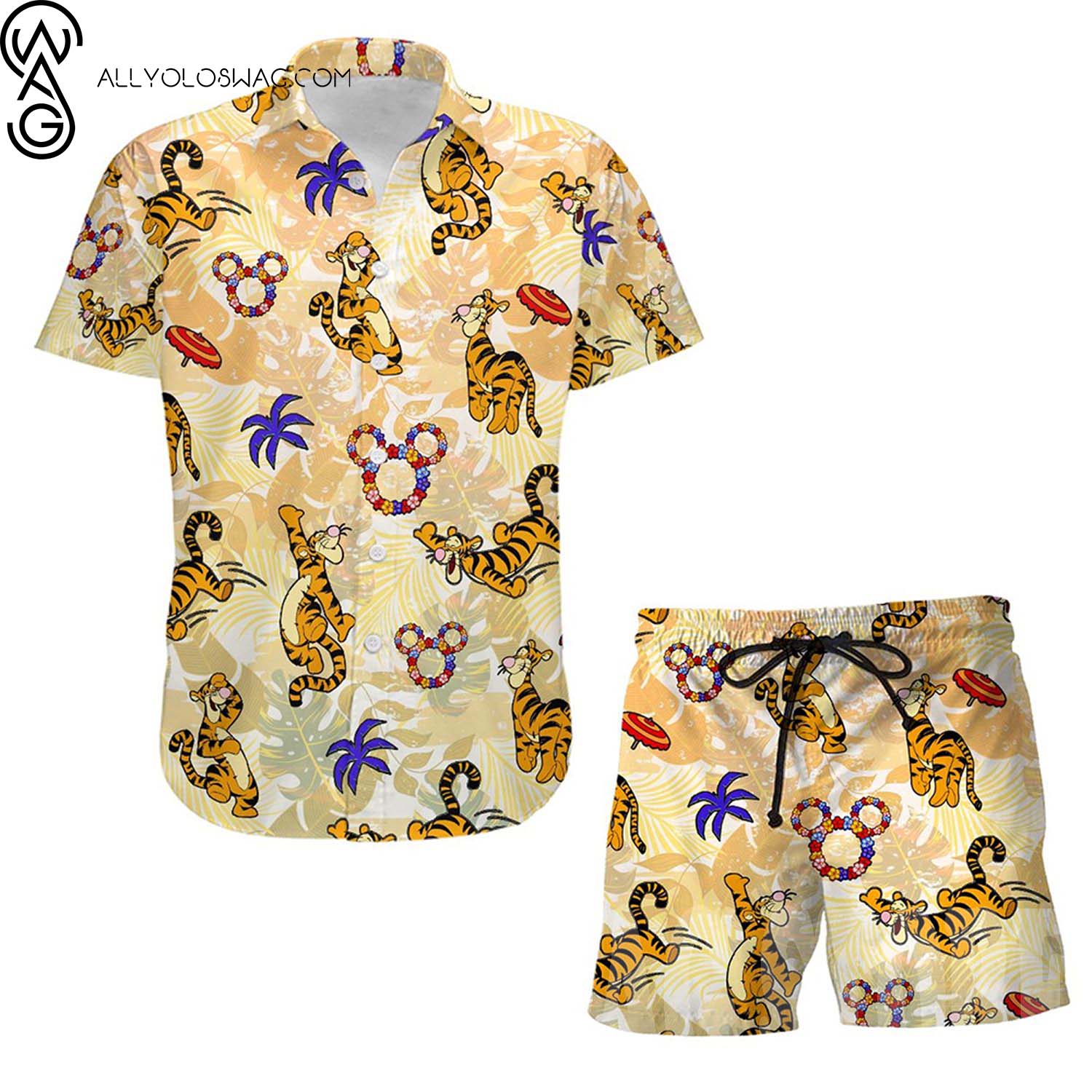 The House at Pooh Corner Tigger Full Print Hawaii Shirt And Beach Shorts