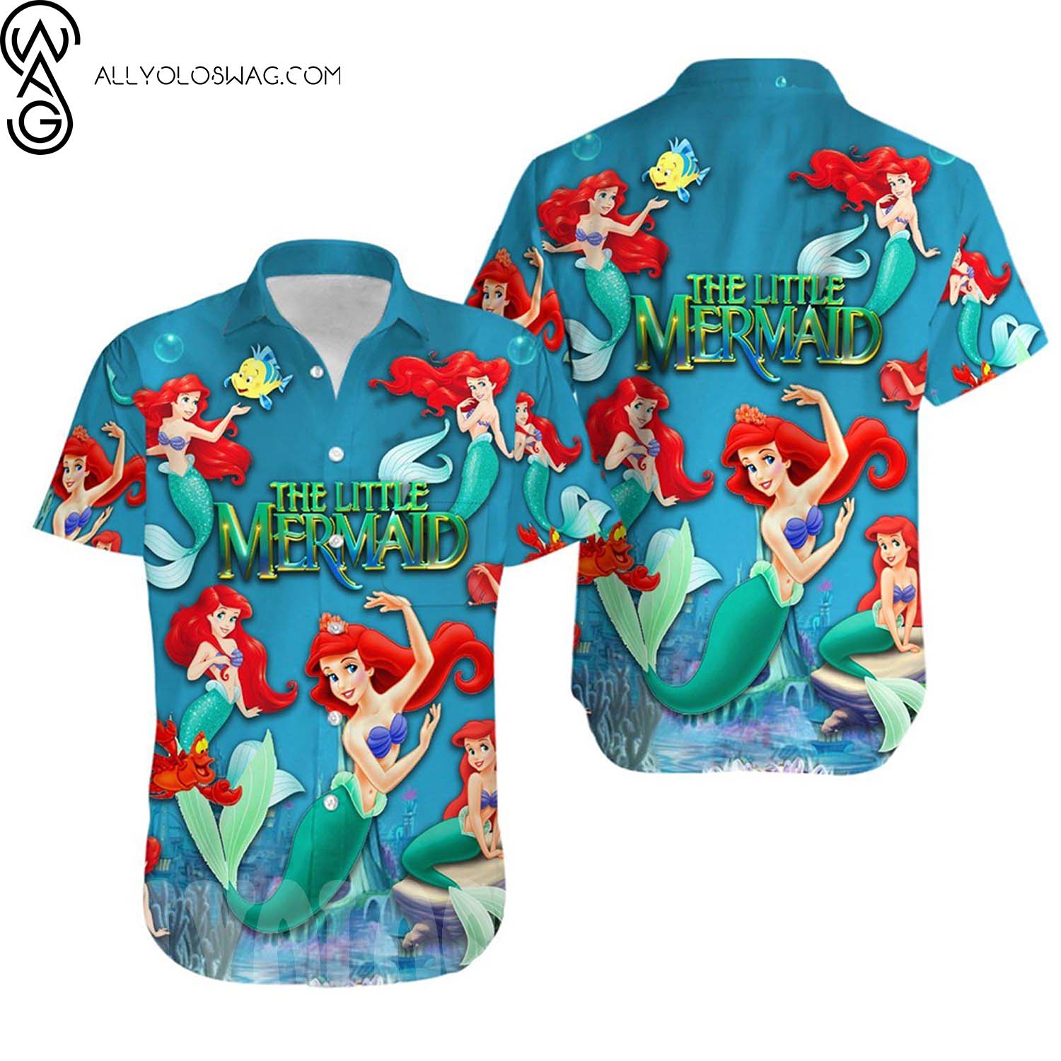 The Little Mermaid Princess Ariel Full Print Hawaii Shirt And Beach Shorts
