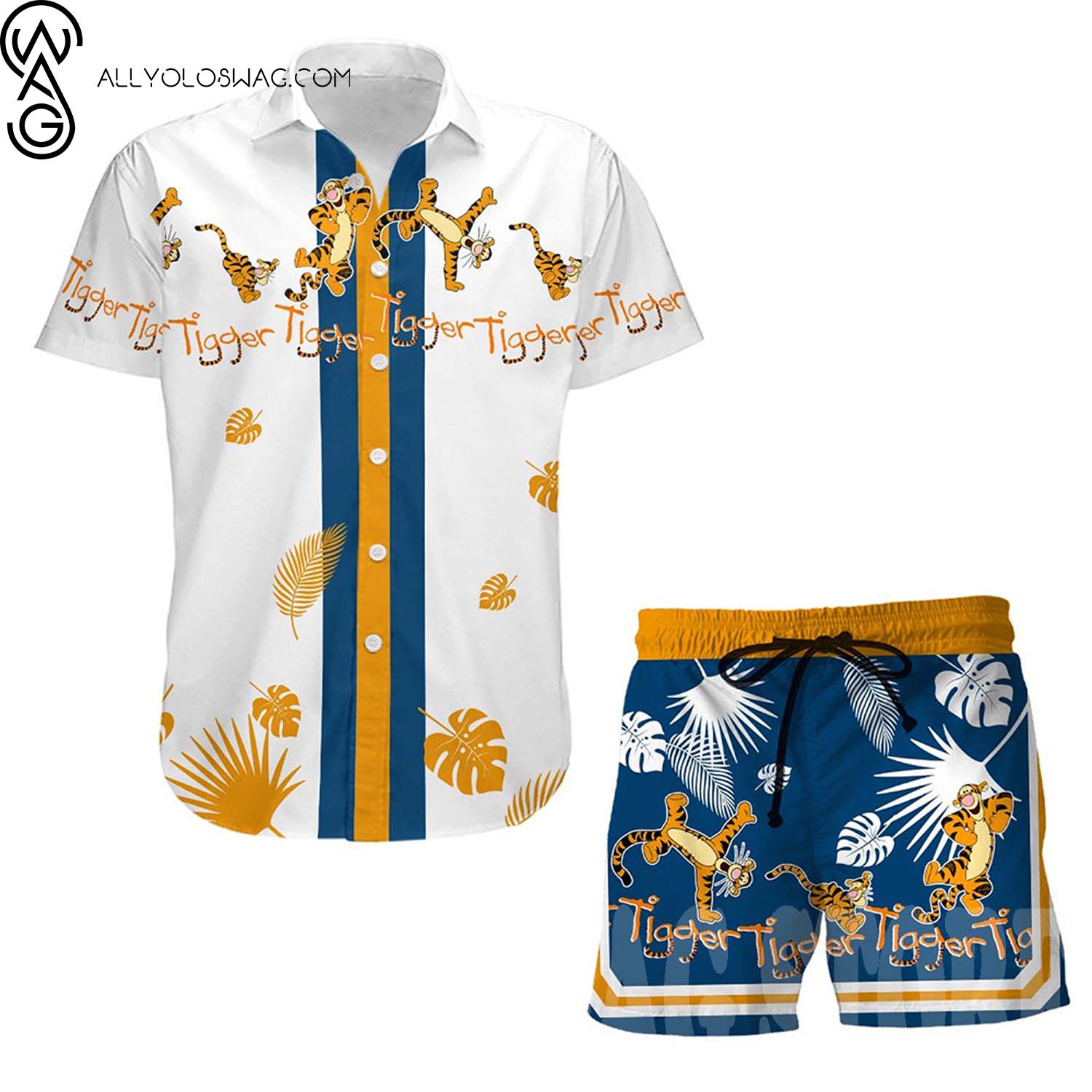 Tropical Tigger Full Print Hawaii Shirt And Beach Shorts