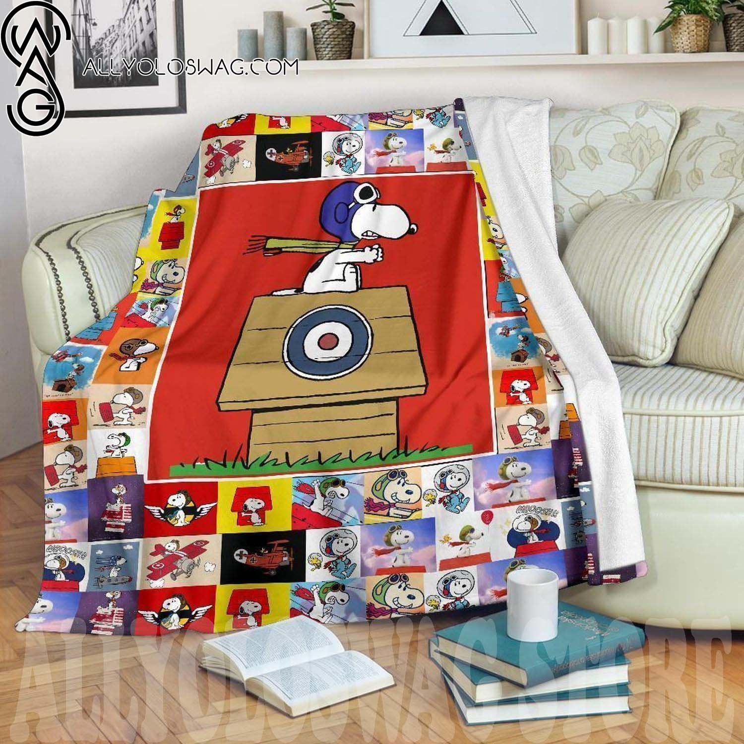Funny Snoopy Aviators Full Print Fleece Throw Blanket Fan Gift Idea