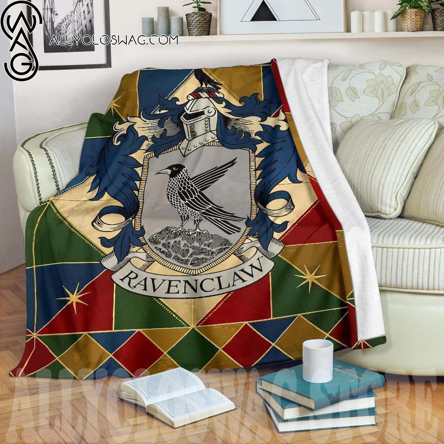 House Badge Ravenclaw Full Print Fleece Throw Blanket For Harry Potter Bedding Decor