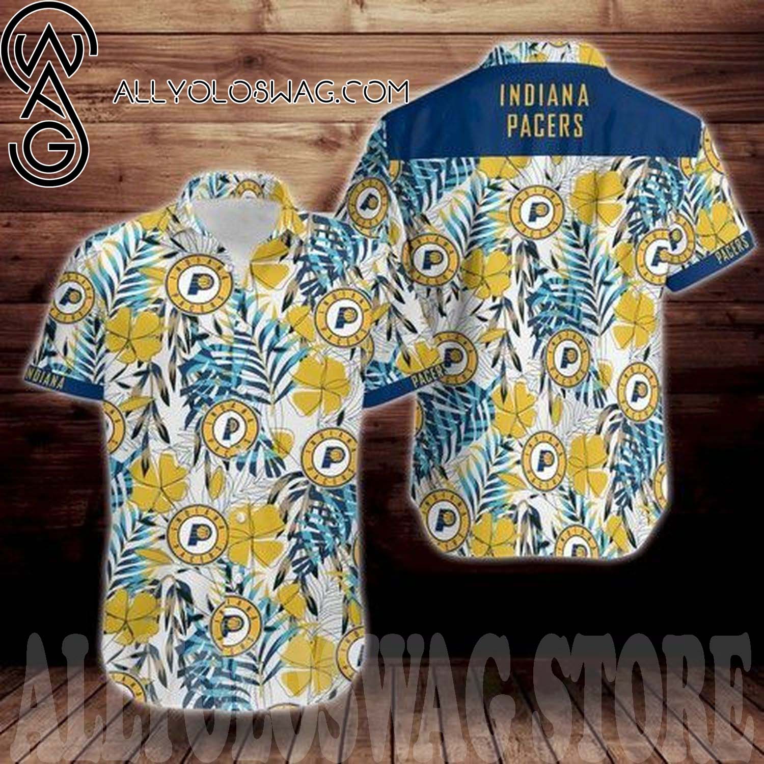 Indiana Pacers Tropical Flower Hawaiian Shirt And Shorts