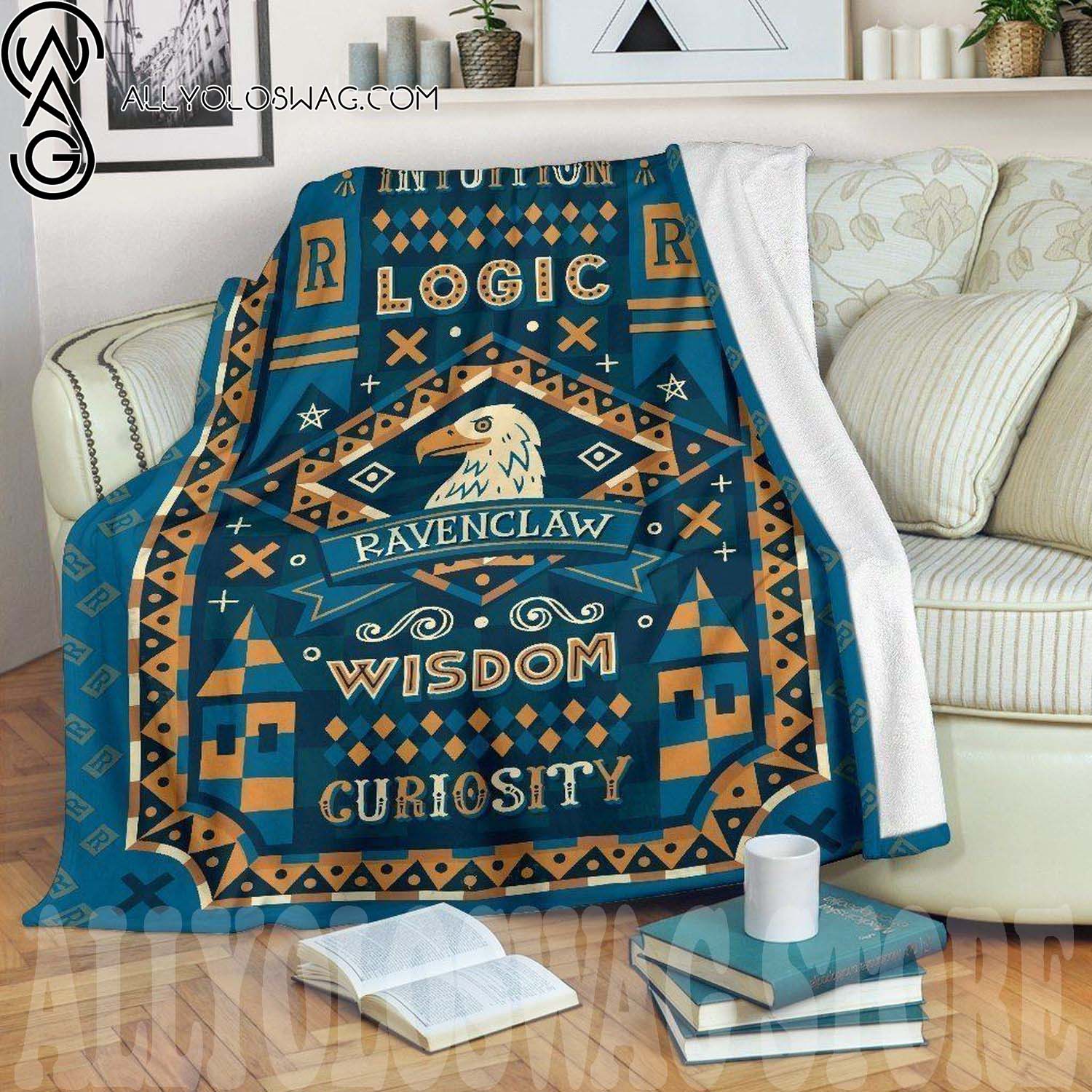 Intuition Logic Wisdom Curiosity Ravenclaw Full Print Fleece Throw Blanket