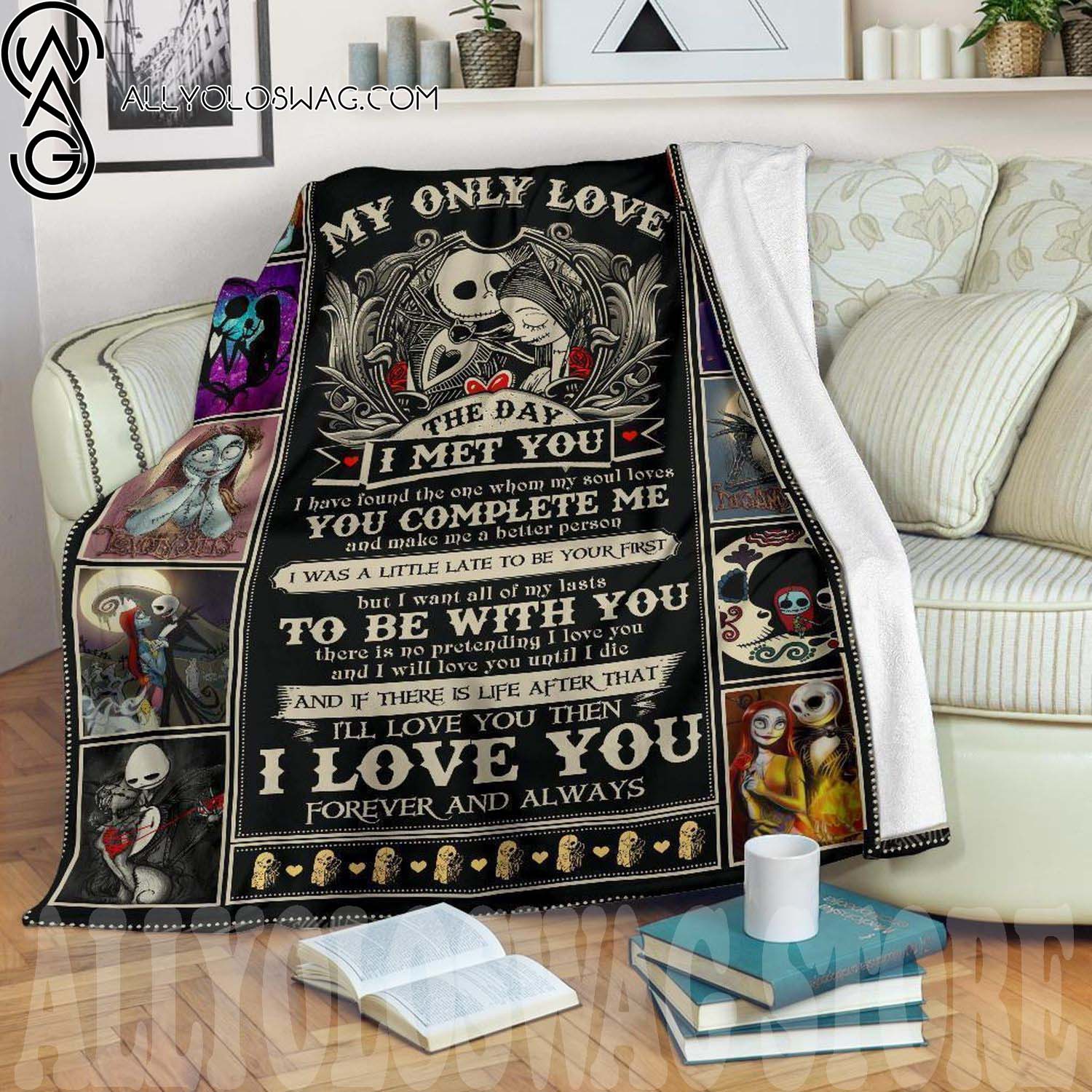 Jack And Sally I Love You Forever And Always Bedding Decor Fleece Throw Blanket
