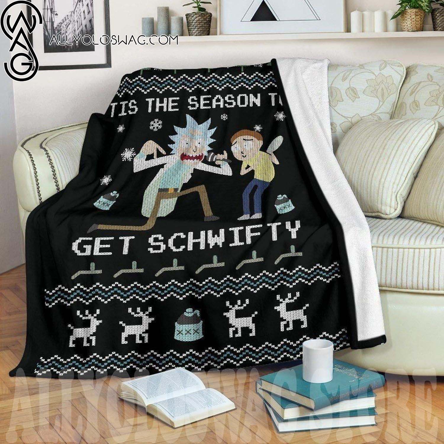 Rick And Morty Get Schwifty Premium Full Print Fleece Throw Blanket