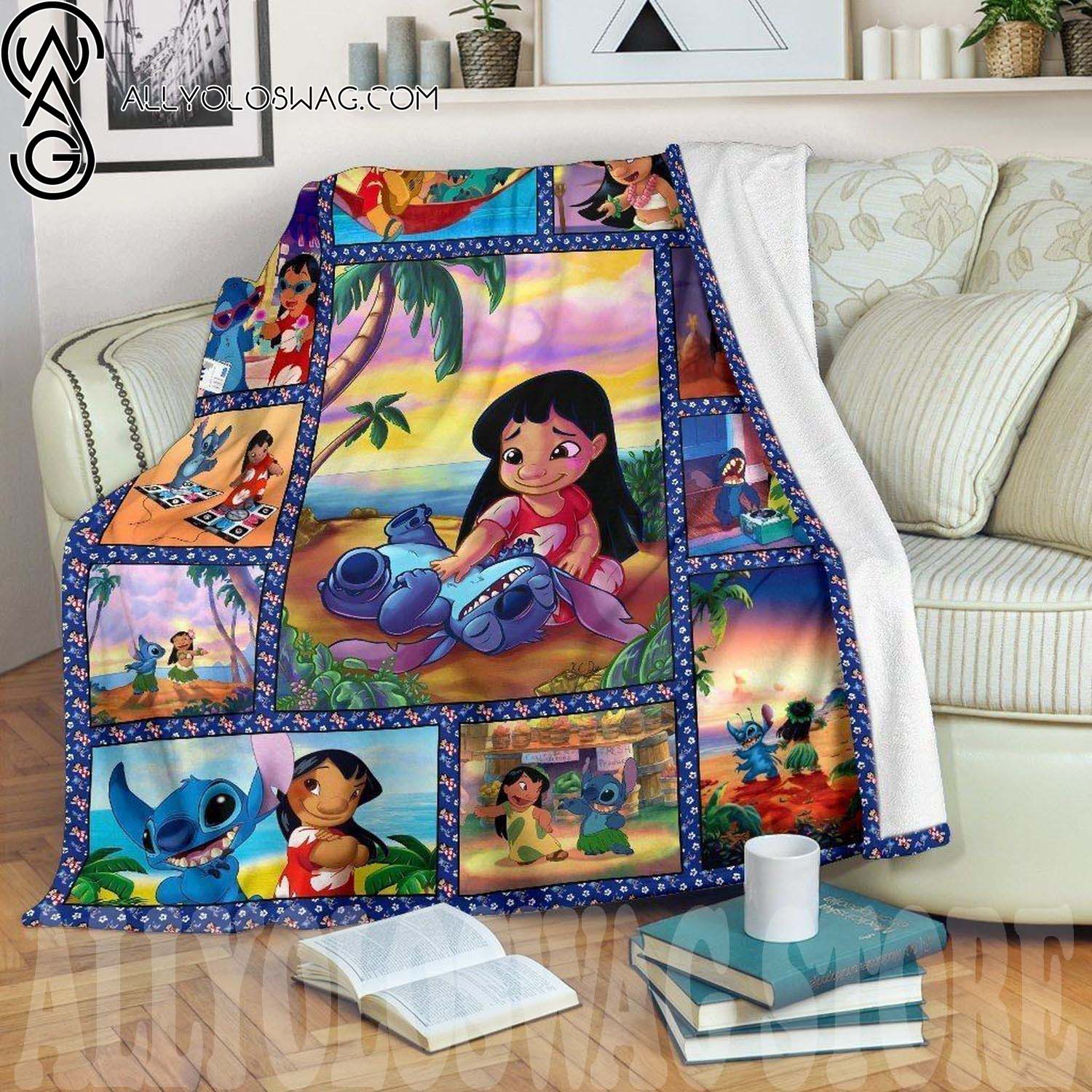 Stitch And Lilo Best Friends Full Print Fleece Throw Blanket Gift For Fan