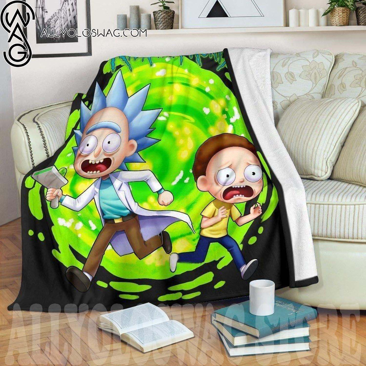 Tv Show Rick And Morty Chibi Full Print Fleece Throw Blanket