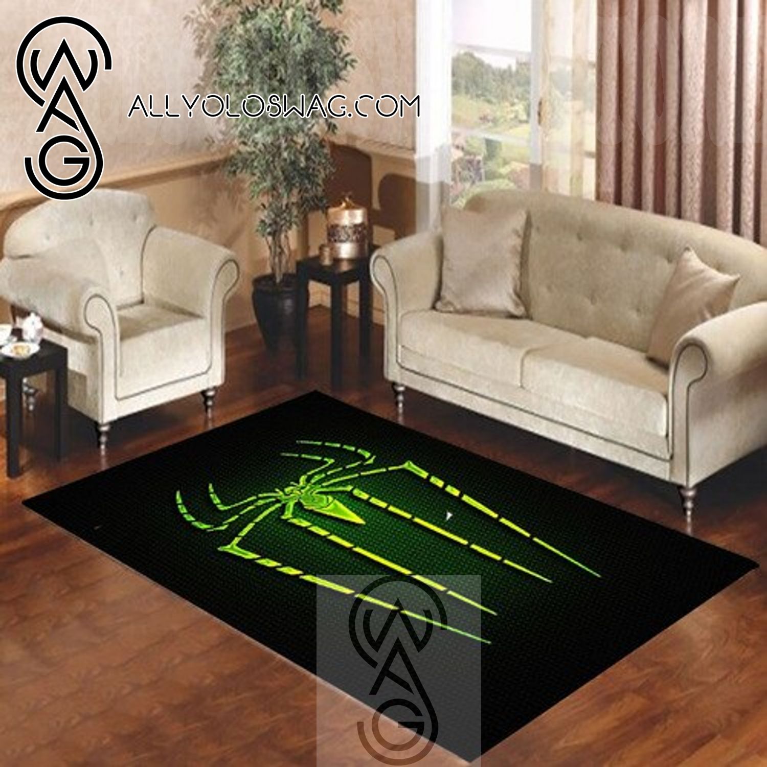 [Top-selling] Amazing spiderman logo green Living Room Carpet Rugs
