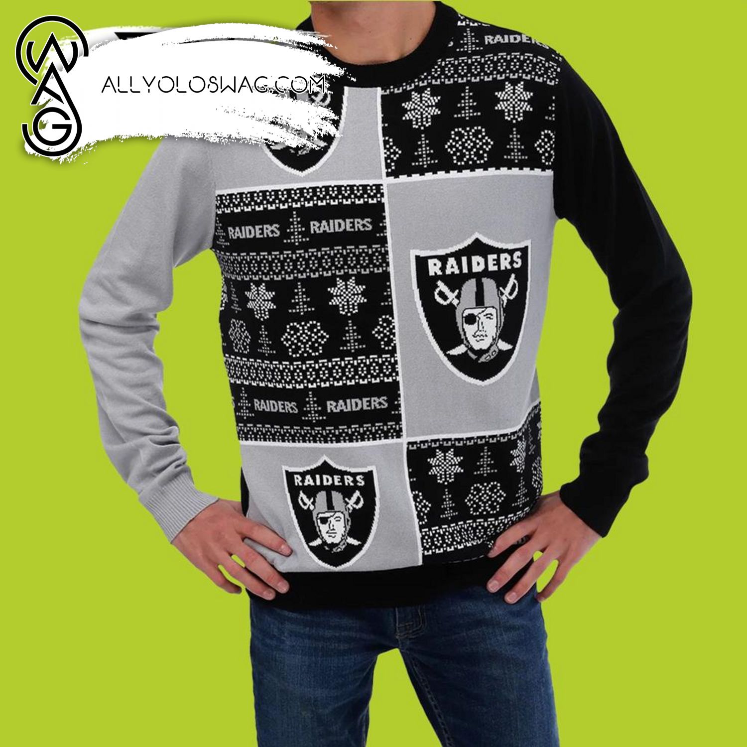 [Top-selling] Busy Block Snowfall Las Vegas Raiders Sweater