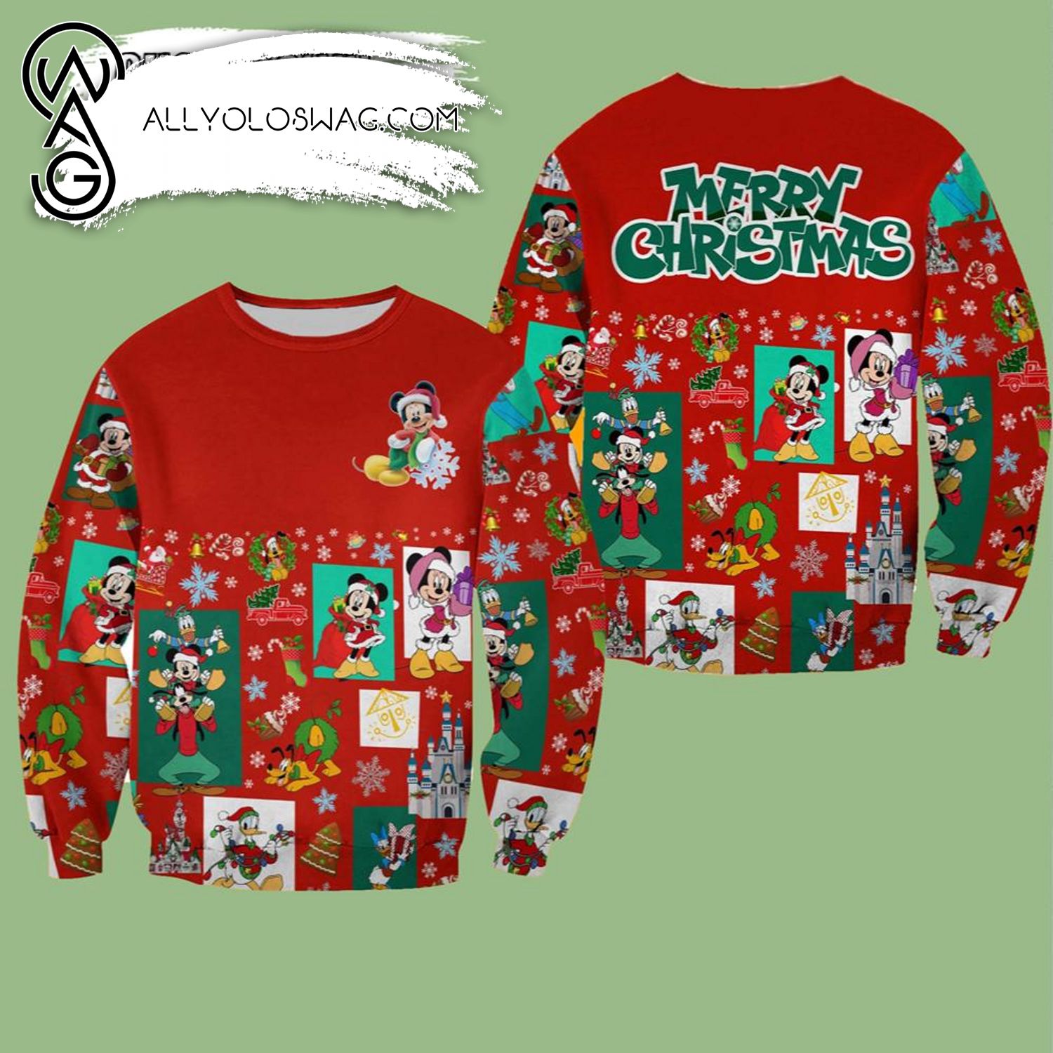 [Top-selling] Mickey Mouse Pattern Xmas Red 2022 Christmas Disney Graphic Sweater