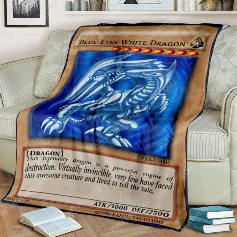Yu-gi-oh king of games blue eyes white dragon card soft blanket