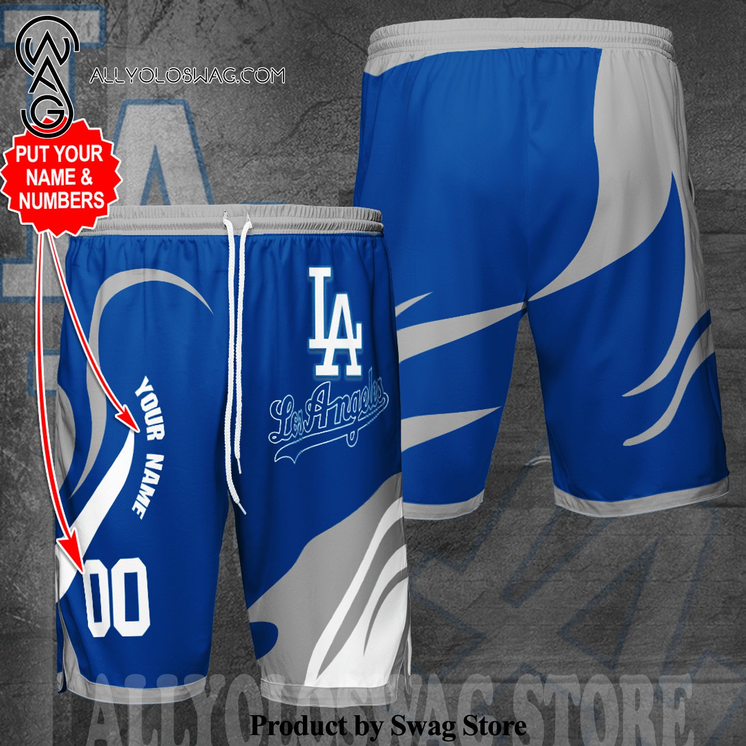 [Top-selling] Custom Los Angeles Dodgers Baseball Team Full Printed Jersey Shorts-Blue