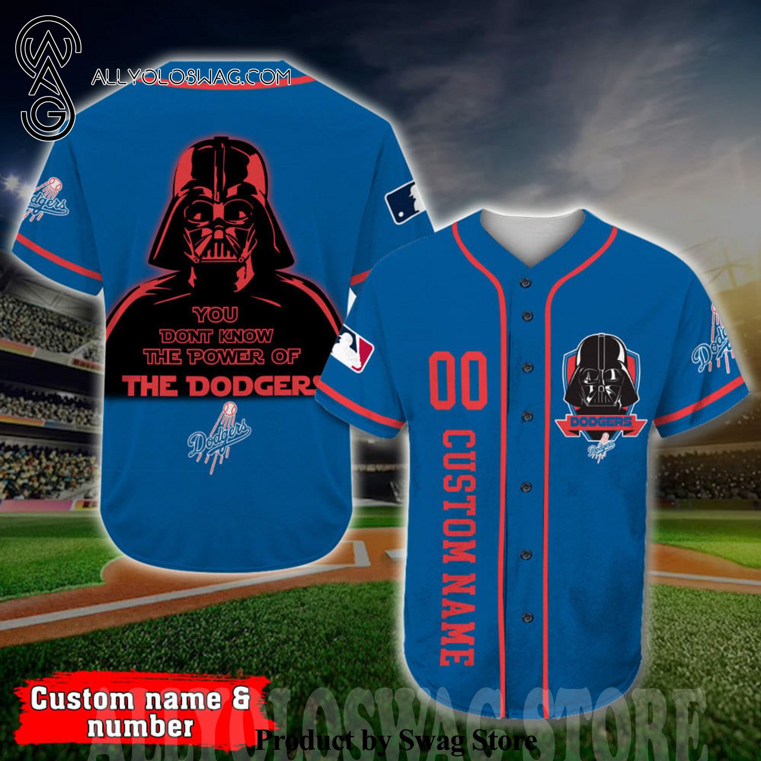[Top-selling] Custom Los Angeles Dodgers Darth Vader Star Wars Full Printed Baseball Jersey