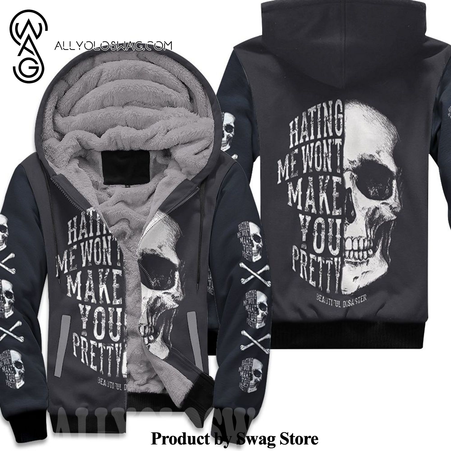 [Top-selling] Hating Me Wont Make You Pretty Skull Awesome Outfit Fleece Hoodie