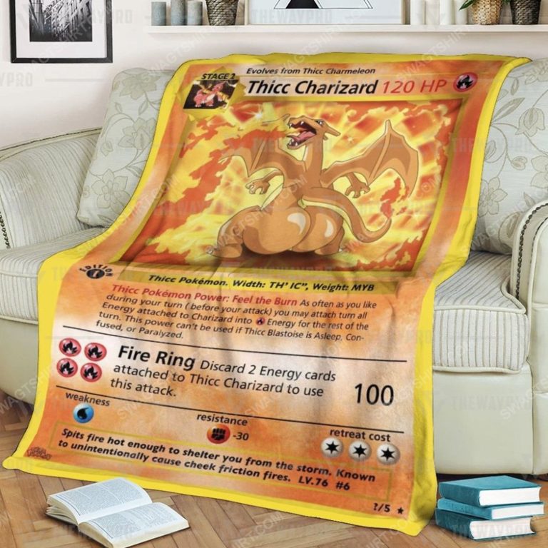 Anime pokemon thicc charizard full print soft blanket