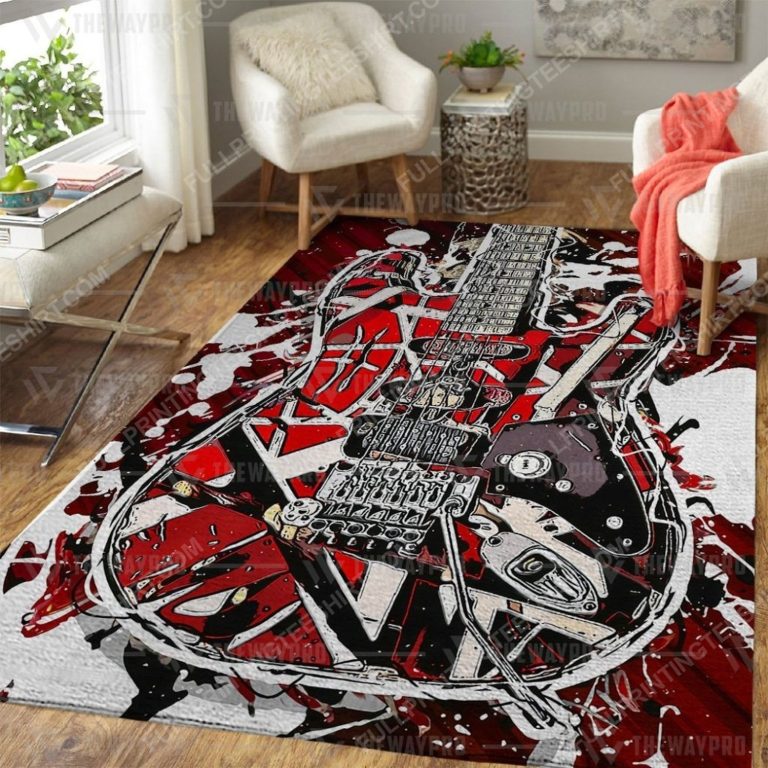 Eddie van halen frankenstrat guitar red all over print rug
