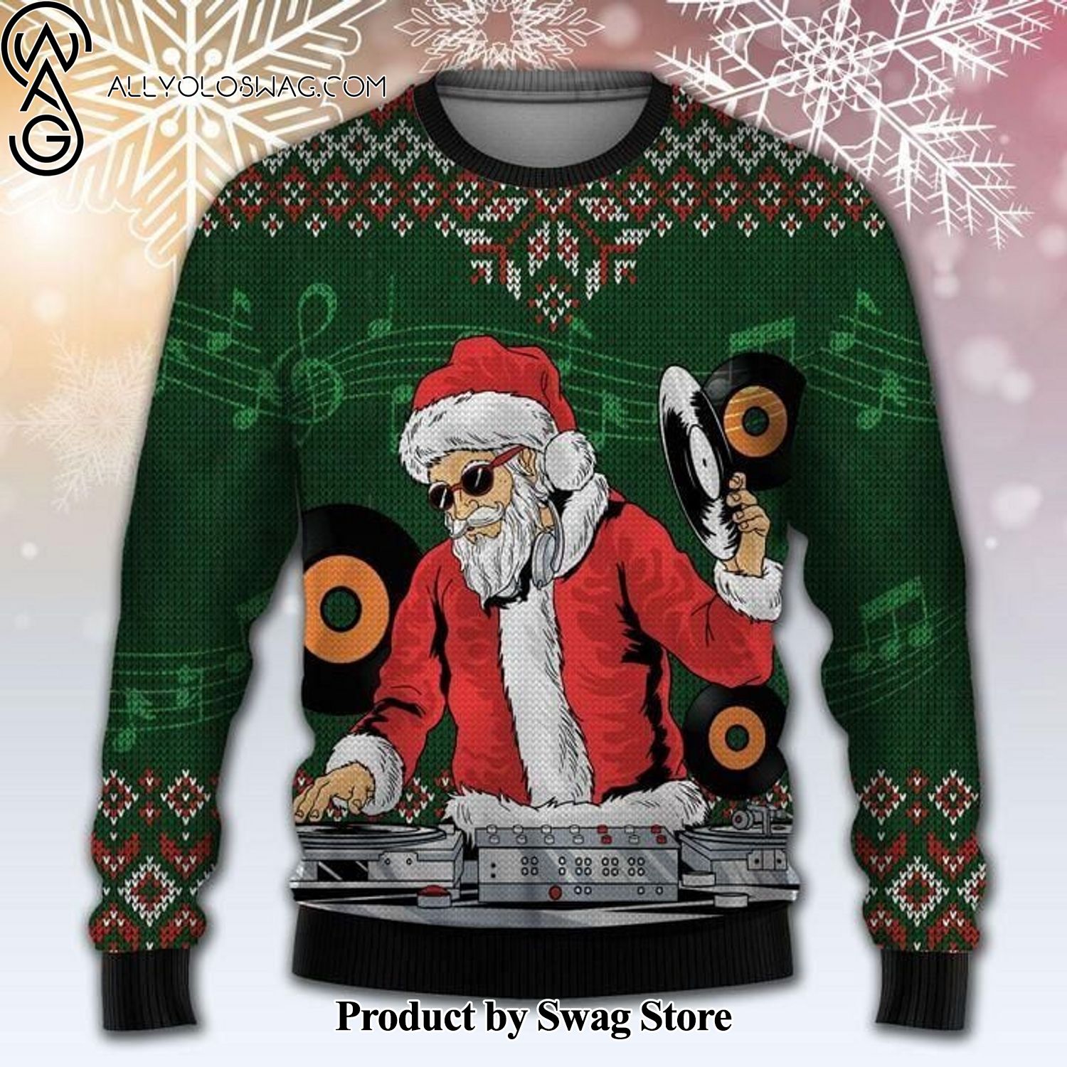 [Top-selling] Santa Claus DJ Wool Holiday Sweater