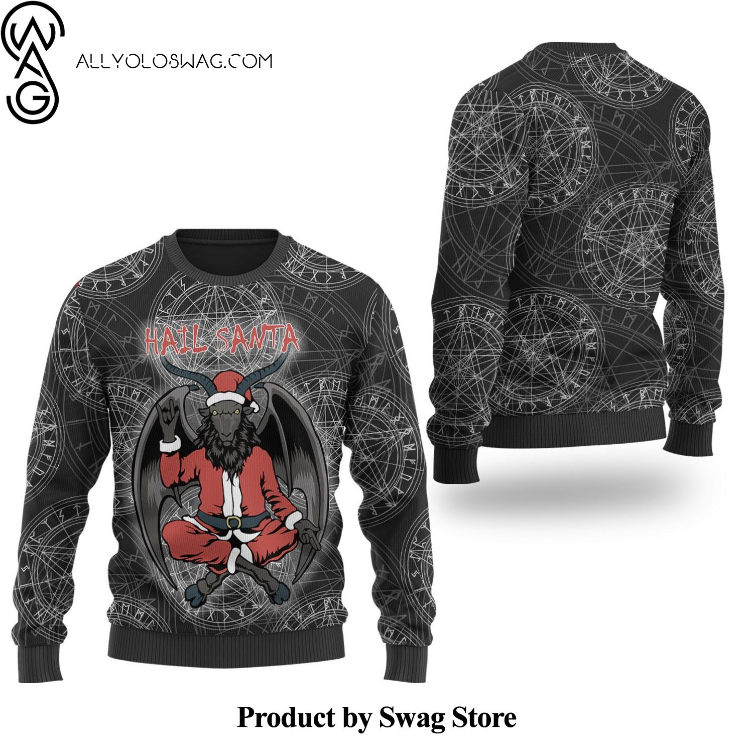 [Top-selling] Satanic Pentagram Hail Santa Woolen Christmas Sweater