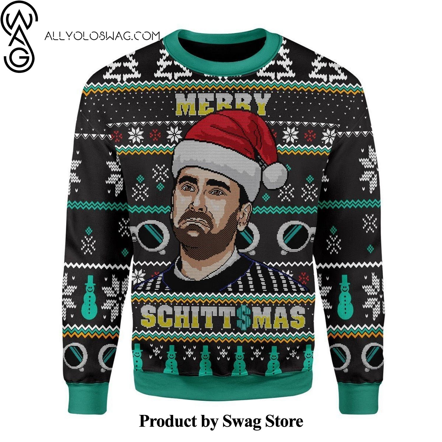 [Top-selling] Schitts Creek Christmas Merry Schittsmas Black Green Woolen Christmas Sweater