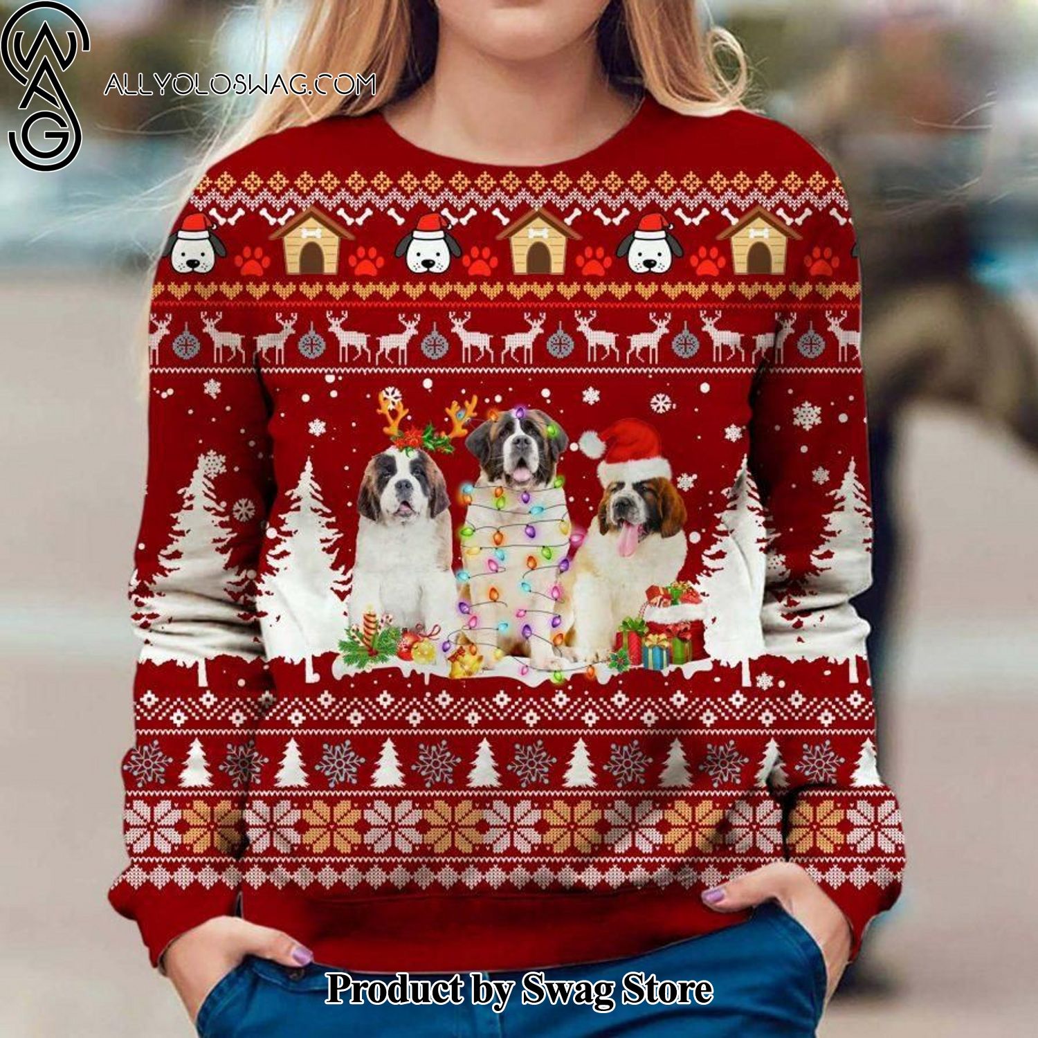 [Top-selling] St Bernard Xmas Wool Holiday Sweater