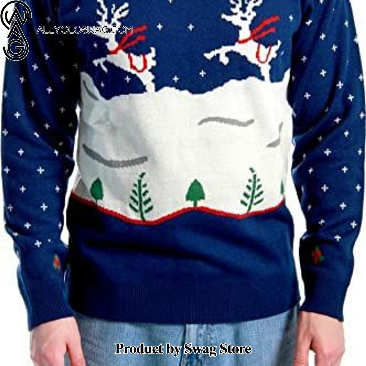 [Top-selling] Step Brothers Dale Doback Prancing Reindeer Wool Holiday Sweater