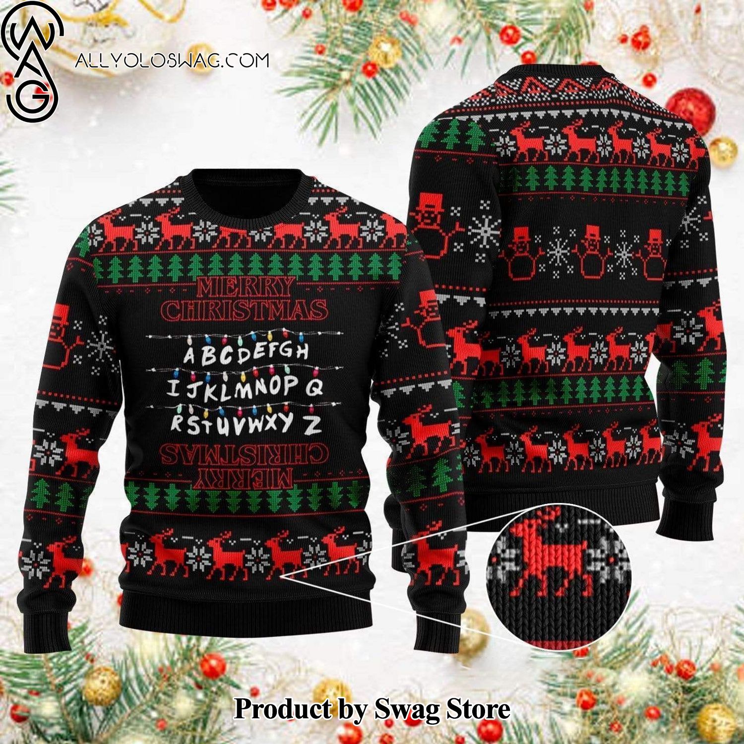 [Top-selling] Stranger Things Alphabet Wool Holiday Sweater
