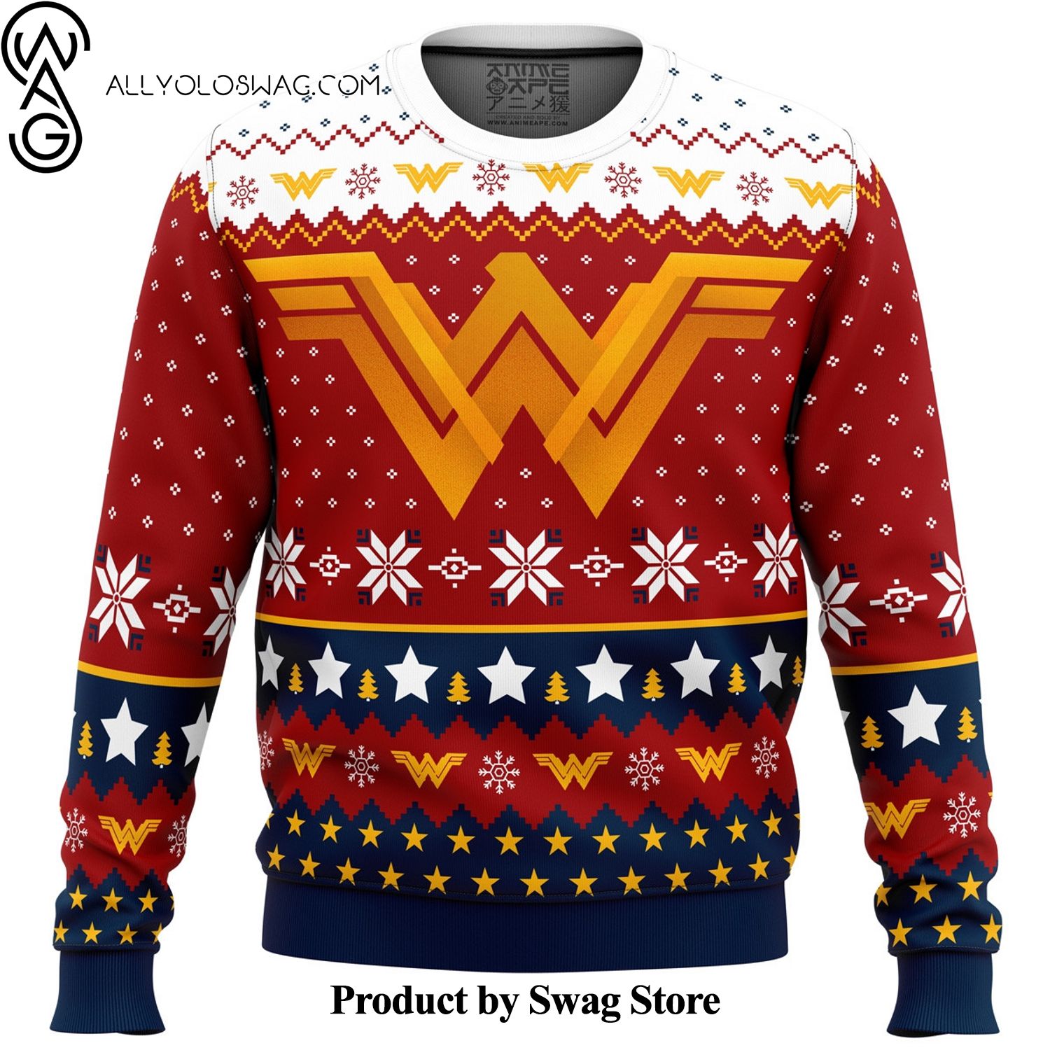 [Top-selling] Super Heroes Wonder Woman Christmas Wool Holiday Sweater