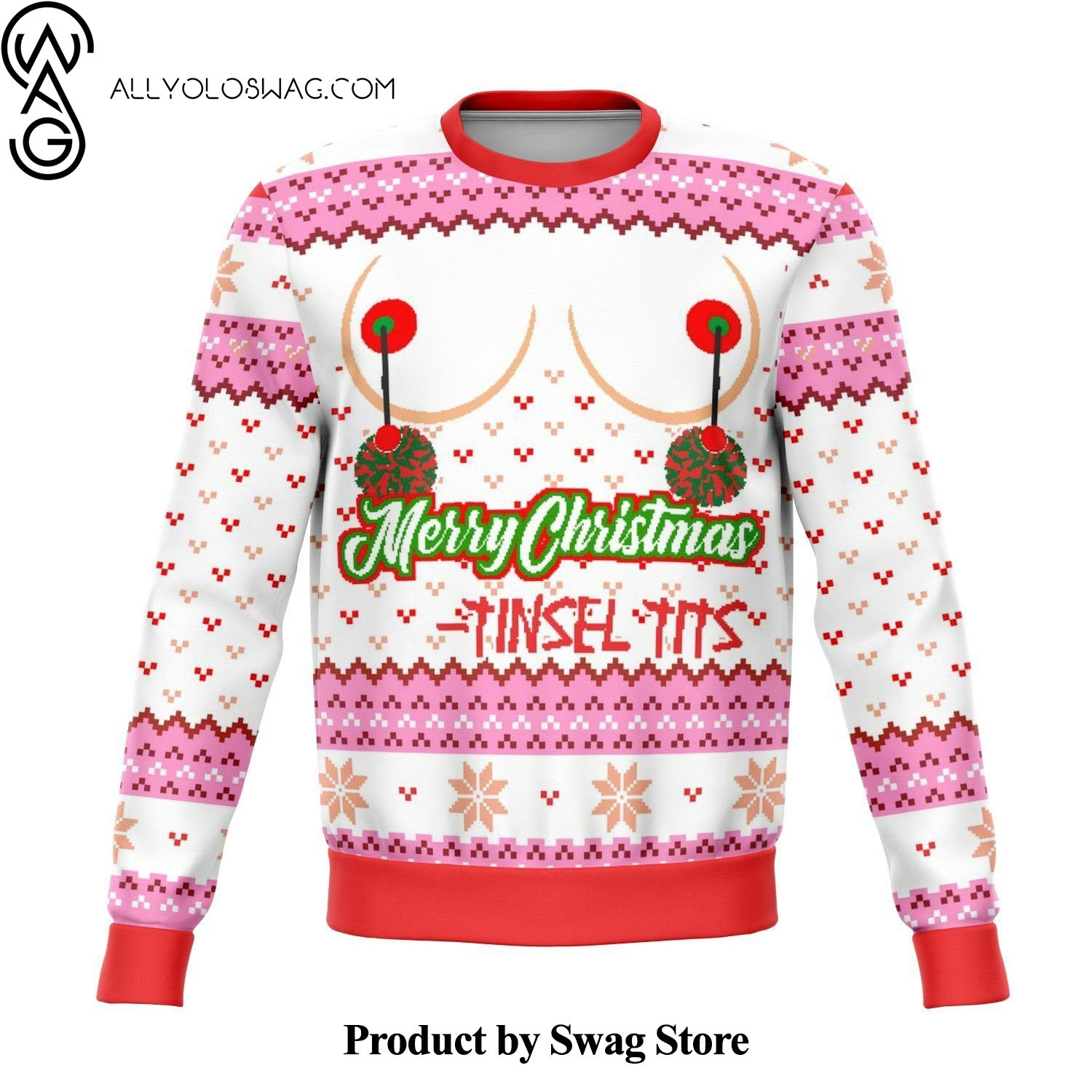 [Top-selling] Tinsel Tits Funny Merry Christmas Wool Holiday Sweater