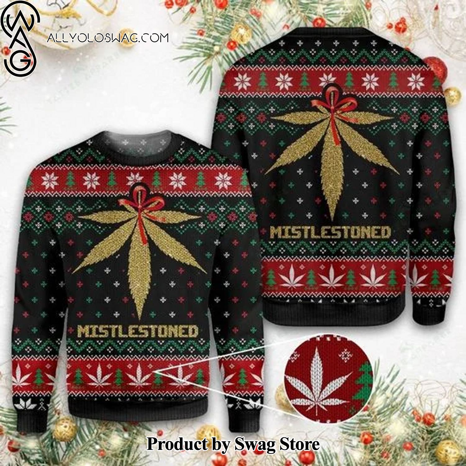 [Top-selling] Weed Mistlestoned Wool Holiday Sweater