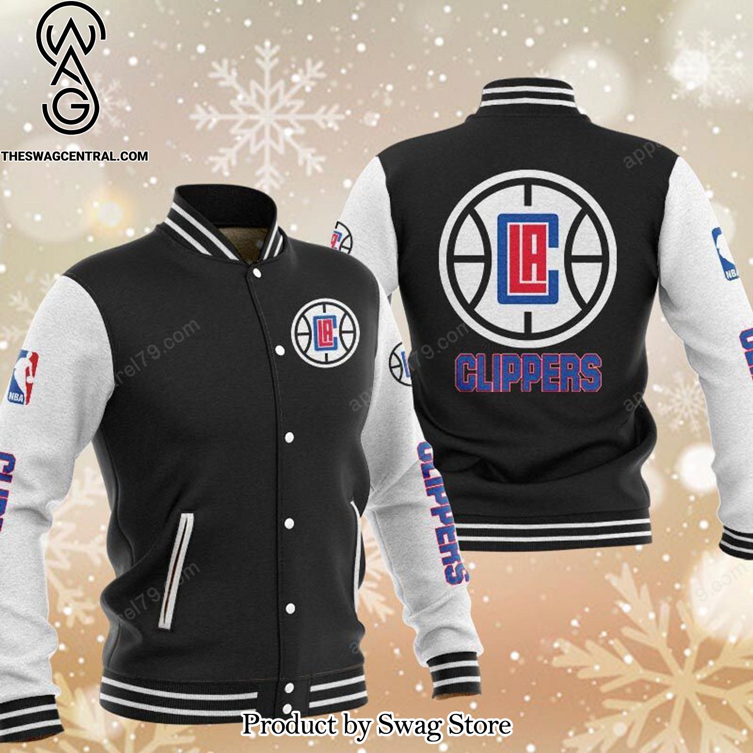 Los Angeles Clippers All Over Printed Unisex Baseball Jacket