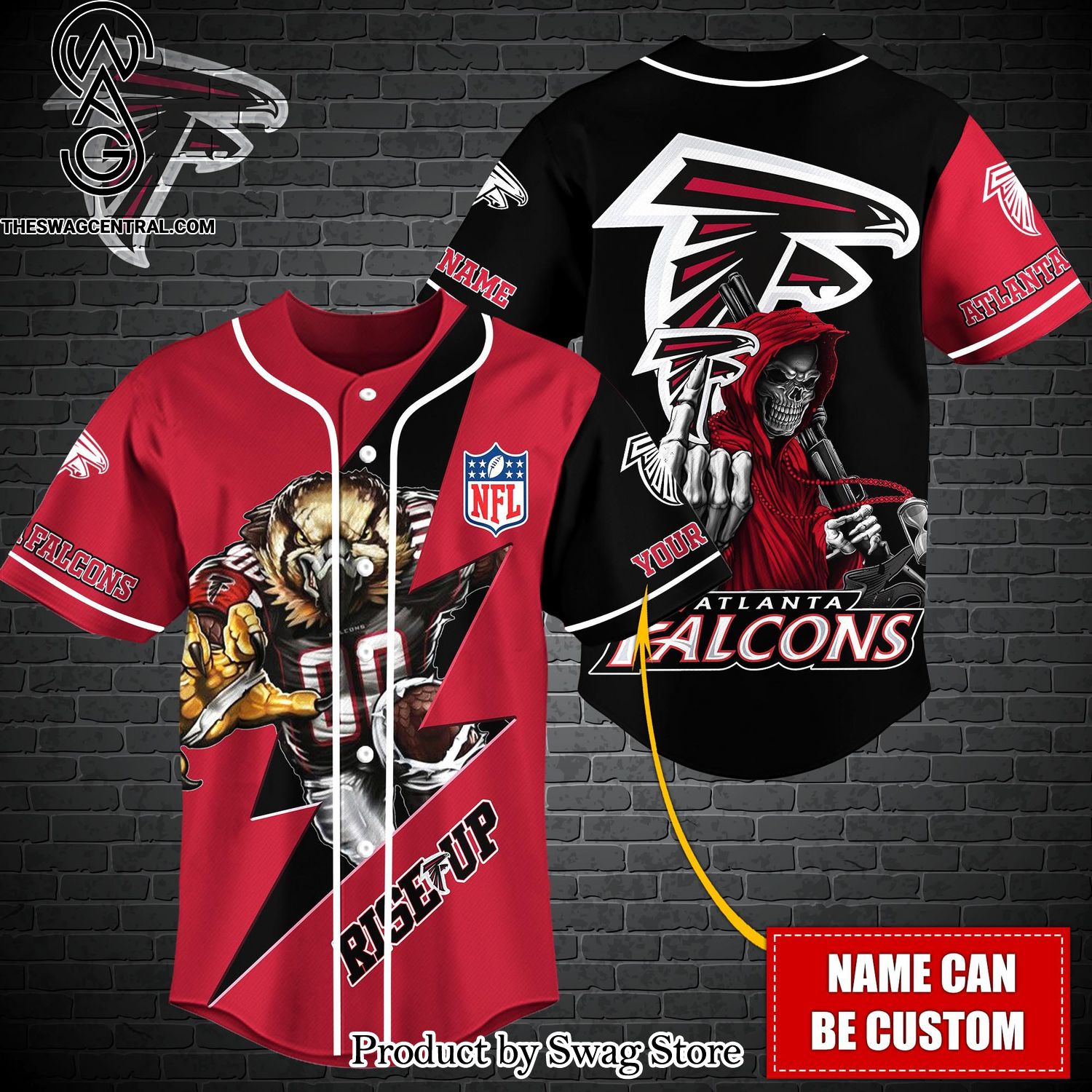 Atlanta Falcons NFL For Fans All Over Print Baseball Jersey