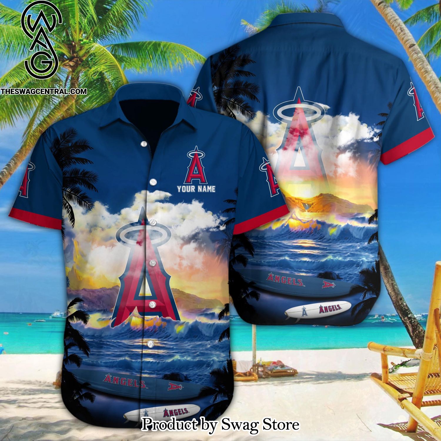 Los Angeles Angels Custom Name Gift Ideas All Over Printed Hawaiian Shirt