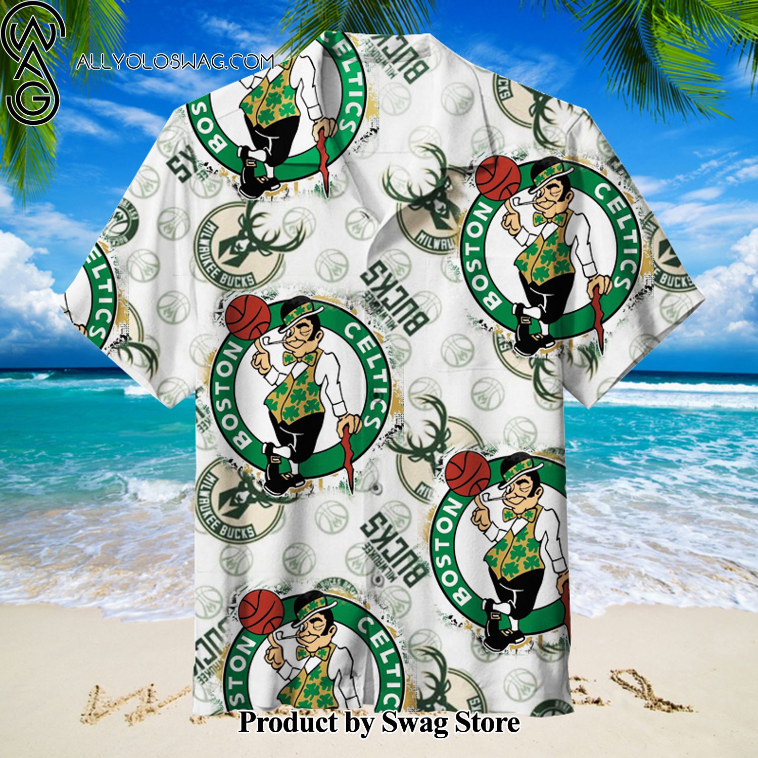 Milwaukee Bucks Hand-Painted Hawaiian Shirt