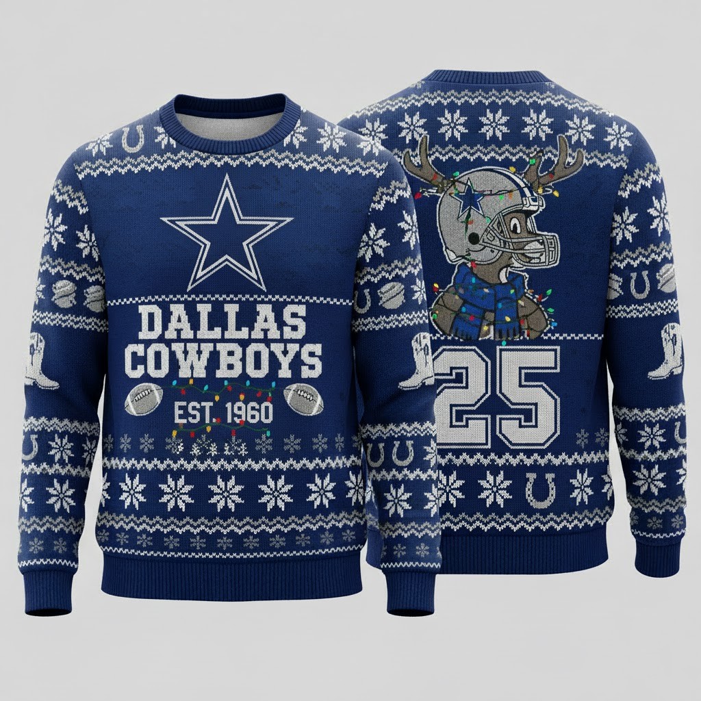 Dallas Cowboys Ugly Christmas Sweater 2025 – NFL Winter Holiday Knit Pullover