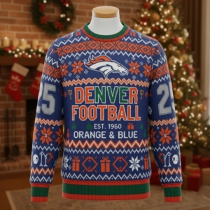 Denver Broncos Ugly Christmas Sweater 2025 – Official NFL Christmas Winter Knit