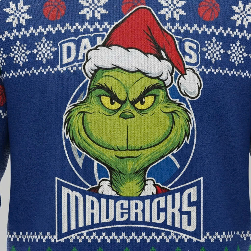 Dallas Mavericks NBA Grinch Ugly Christmas Sweater – “Mavs Stole Christmas” Playful Fan Apparel