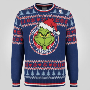 Philadelphia 76ers NBA Grinch Ugly Christmas Sweater – “Trust The Grinch” Iconic Holiday Pullover