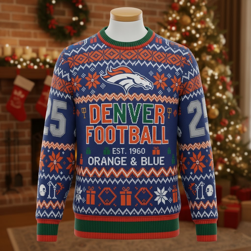 Denver Broncos Ugly Christmas Sweater 2025 – Official NFL Christmas Winter Knit