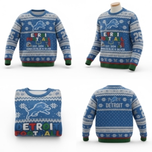 Detroit Lions Ugly Christmas Sweater 2025 – NFL Holiday Knit Sweater Edition