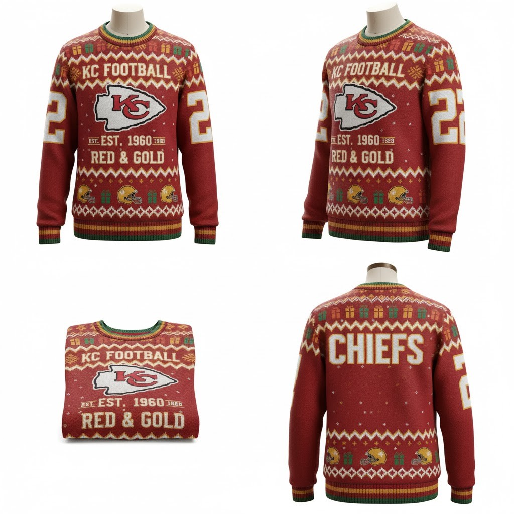Kansas City Chiefs Ugly Christmas Sweater 2025 – NFL Festive Christmas Sweater