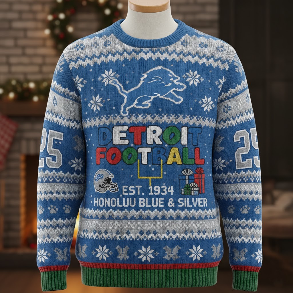 Detroit Lions Ugly Christmas Sweater 2025 – NFL Holiday Knit Sweater Edition