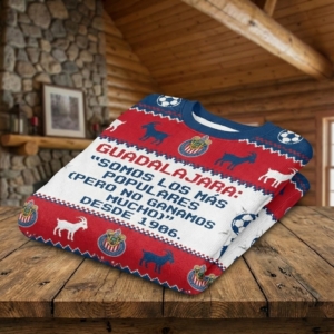 Chivas Guadalajara Liga MX Ugly Christmas Sweater – “Somos Los Más Populares” Red & White Soccer Fan Knit