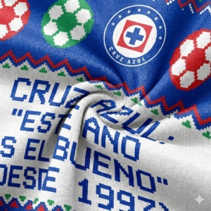 Cruz Azul Liga MX Ugly Christmas Sweater – “Este Año Es El Bueno” Blue Soccer Fan Pullover