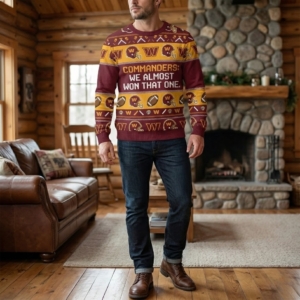 Washington Commanders NFL Ugly Christmas Sweater – “We Almost Won That One” Humorous Fan Jumper
