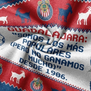 Chivas Guadalajara Liga MX Ugly Christmas Sweater – “Somos Los Más Populares” Red & White Soccer Fan Knit