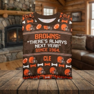 Cleveland Browns NFL Ugly Christmas Sweater – “There’s Always Next Year” Sarcastic Fan Pullover
